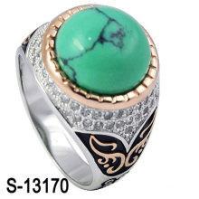 New Model 925 Sterling Silver Micro Setting Men Ring Turquoise with Line (S-13170)